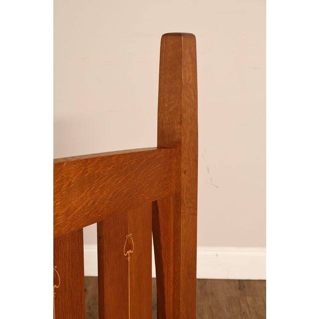 Stickley Mission Collection Harvey Ellis Inlaid Oak Queen Bed For Sale - Image 16 of 18