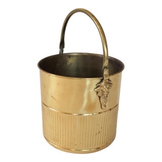 Vintage Brass Bucket W/ Swing Handle and Lion Head Motif For Sale