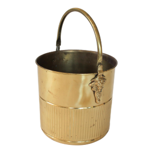 Vintage Brass Bucket W/ Swing Handle and Lion Head Motif