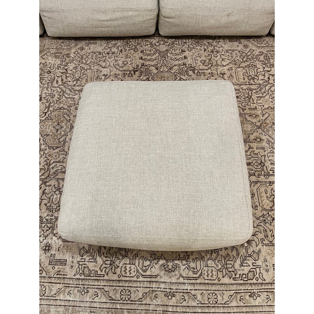 Cassina Mex Cube elegant contemporary modular couch upholstered in a beautiful soft beige textured fabric. Featuring a...