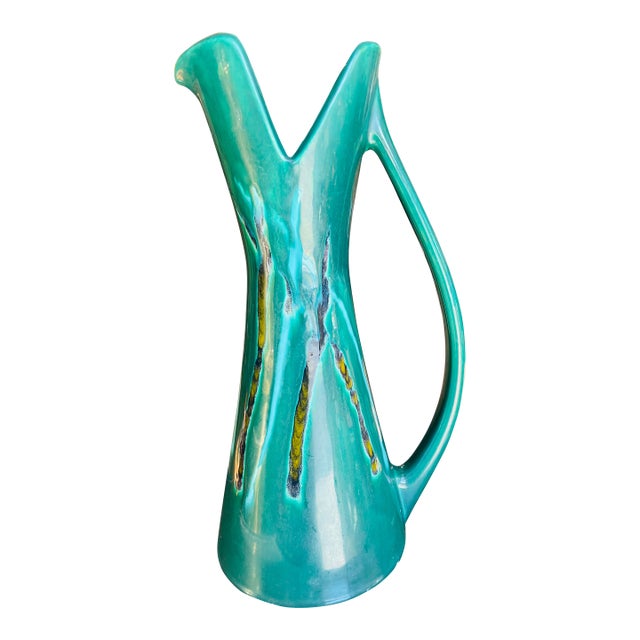 1960s Royal Haeger Emerald Drip Glaze Pitcher For Sale