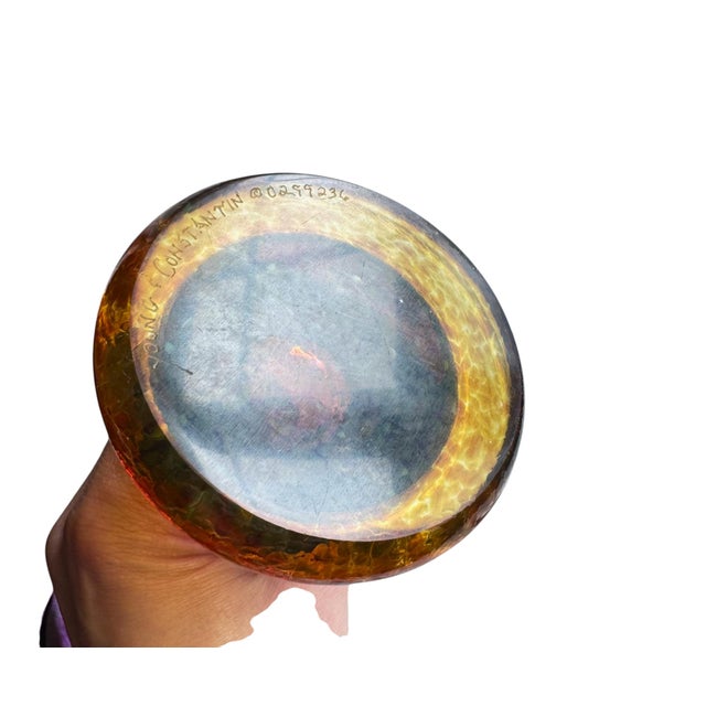 Late 20th Century Post Modern Signed Hand Blown Purple Art Glass Vase For Sale - Image 11 of 15