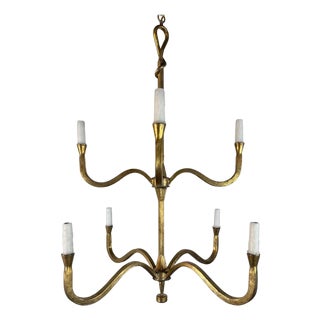 Benedict Gilt Metal Leaf Chandelier by Miamar Home For Sale