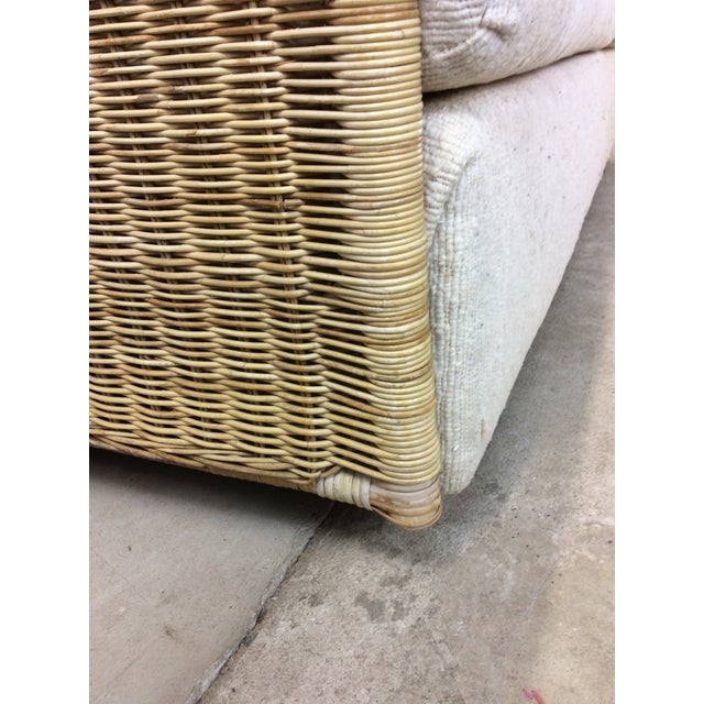 Mid Century Modern Three Seater Sofa With Wicker Arms For Sale - Image 12 of 12