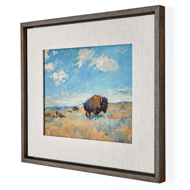 American Buffalo Plains - Framed Canvas For Sale - Image 3 of 7