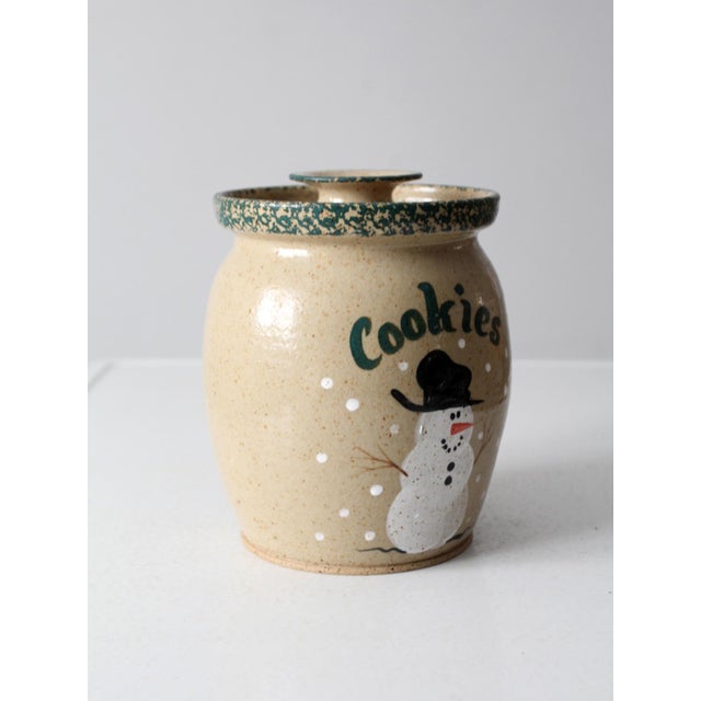 Beige Vintage Handmade Holiday Cookie Jar For Sale - Image 8 of 11