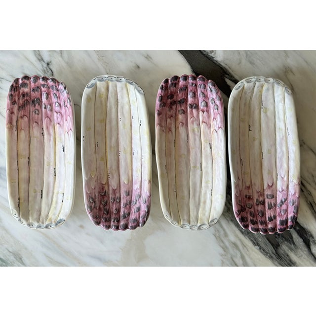 Ceramic Made in Italy Asparagus Plates - Set of 4 For Sale - Image 7 of 8