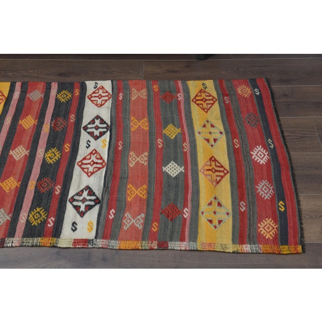 Red Vintage Turkish Oushak Handmade Wool Cotton Red Runner Rug For Sale - Image 8 of 12