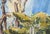 Mid Century Modern Vertical Landscape With Fence in Acrylic on Paper by Bertram Spencer For Sale - Image 4 of 9