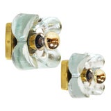 Brass and Glass Wall Lamps from Sische, 1970s, Set of 2 For Sale