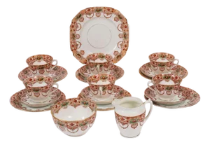 20th Century Antique Porcelain Tea Set from Doric China, Longton, Stafford, 1920s, Set of 21