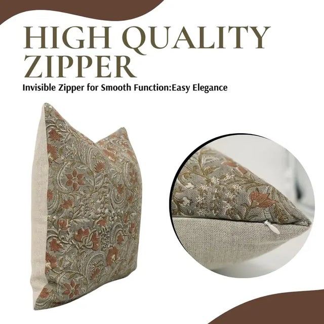 Art Deco Handmade Block Print Decorative Cushion Cover 26x26 Inch Thick Linen- Kundanvan For Sale - Image 3 of 5