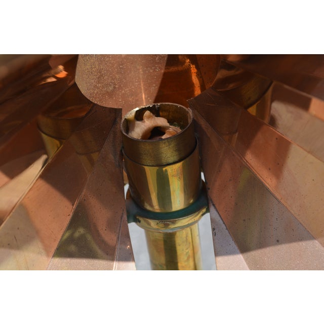 Copper Vintage Sarreid Korea Copper & Brass Reflector Candle Stick Student Lamps Lights - a Pair For Sale - Image 8 of 12