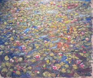 Anna Sogno, Colored Water Lilies, Oil on Canvas, 1990s