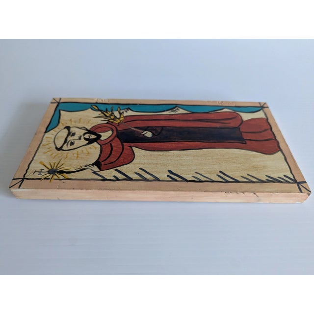Rare Vintage Naive Folk Art Retablo Hand Painted by Cordy Sandoval For Sale - Image 4 of 6