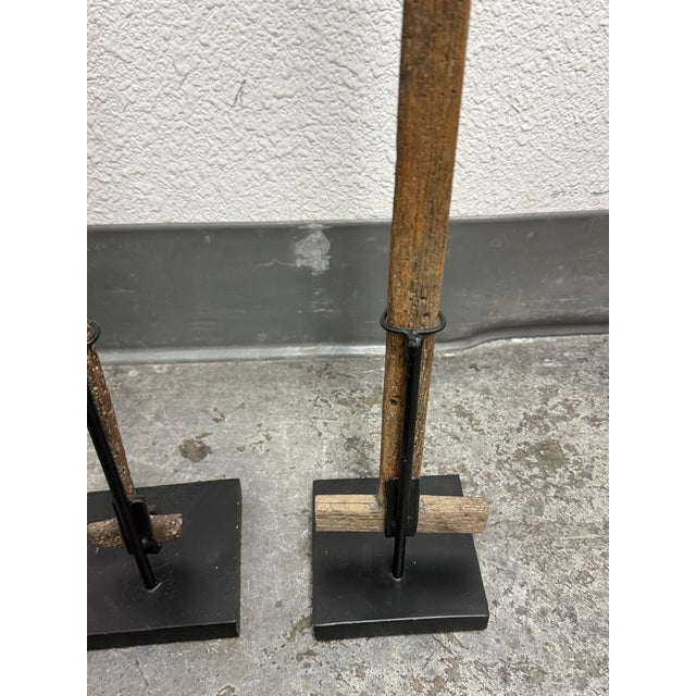 Wood + Iron Oar Artifacts on Stands, 19th Century For Sale - Image 11 of 12