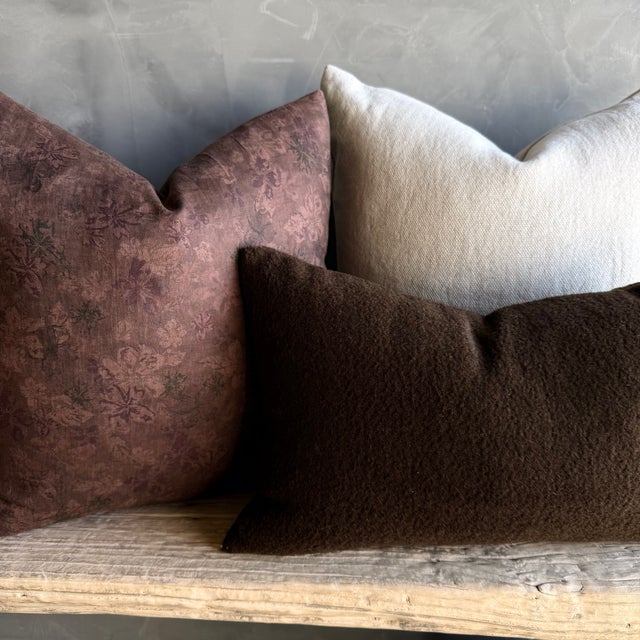 Brown Harriet Brown Linen Floral Pillow Cover 20 X 20 For Sale - Image 8 of 8