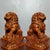 Pair of Hand-Carved Boxwood Guardian Lion Statues on Decorative Bases For Sale In Los Angeles - Image 6 of 9