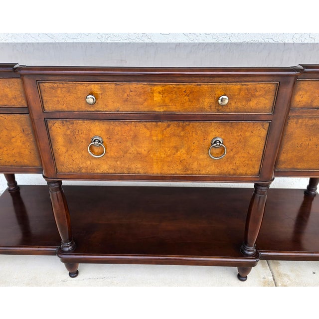 1990s Baker Furniture Italian Provincial Mahogany Burl Wood Credenza Sideboard Buffet For Sale - Image 5 of 18