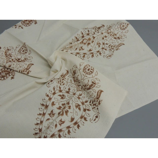 Indian Vintage Indian Hand Blocked Paisley Batik Fabric Fragment For Sale - Image 3 of 4