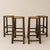 A matched set of four unmarked Dutch bar stools dating to the 1960s, constructed in dark-stained oak with tightly woven...
