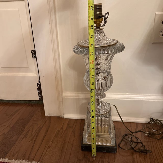 Baccarat Style Swirl Crystal Urn Lamps - A Pair For Sale - Image 9 of 10