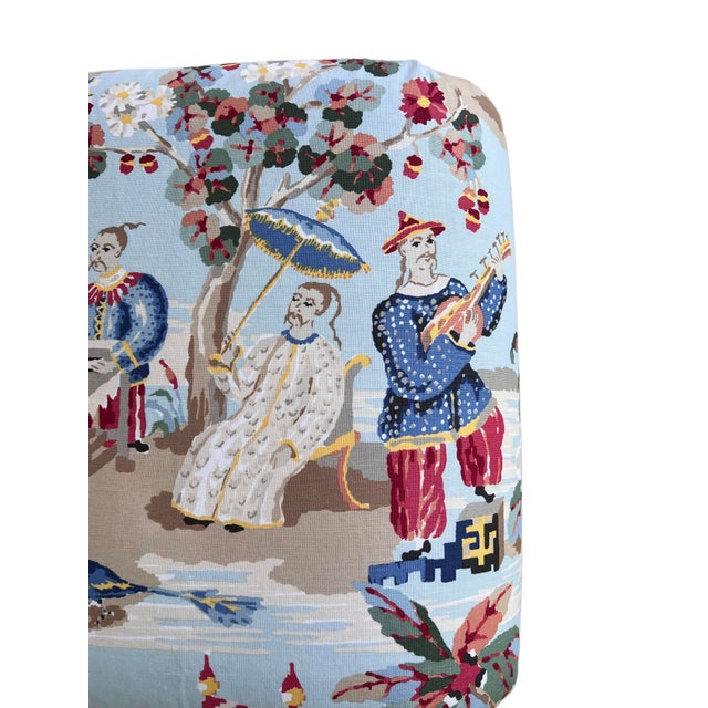 Blue Contemporary Waterfall Bench in Brunschwig and Fils For Sale - Image 8 of 16