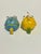 Whimsical kissing ceramic Yellow & Blue Puffer Fish Salt & Pepper Shakers. Removable Plastic cork. These could also be...