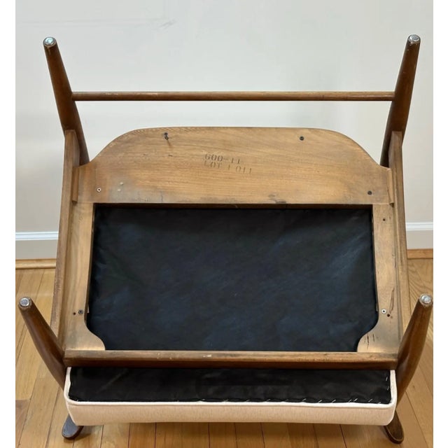 Off-white Mid Century Scandinavian Wing Back Chair With Tufted Back Rest, Signed For Sale - Image 8 of 10