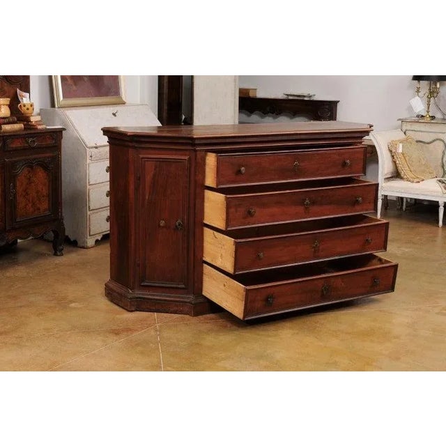 17th Century Italian Walnut Dresser with Four Drawers and Canted Lateral Doors For Sale In Atlanta - Image 6 of 13