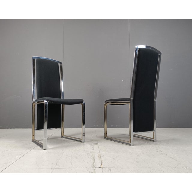 Vintage Brass and Chrome Dining Chairs, 1970s, Set of 8 For Sale - Image 9 of 11
