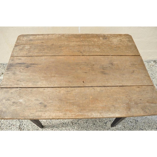 Traditional Antique French Country Primitive Black Distress Painted 1 Drawer Desk Work Table For Sale - Image 3 of 12