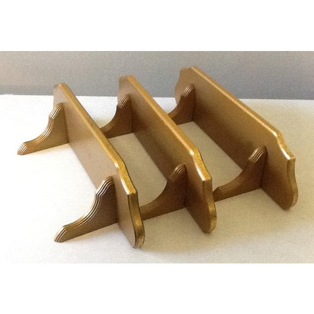Vintage Gold Wood Wall Shelves With Plate Groove Chairish