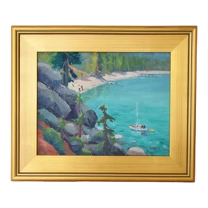 Silvio Silvestri, Listed Artist South Lake Tahoe California Oil Painting W/ Antiqued Gold Wood Frame