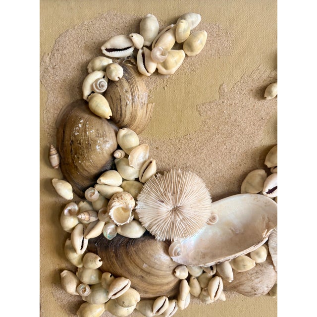1970s Coastal Folk Art Framed Sea Shell Decorative Hanging Signed by Artist For Sale - Image 10 of 14