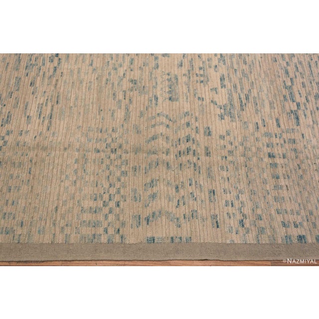 Modern Abstract Cream Light Blue Large Geometric Modern Area Rug For Sale - Image 3 of 9