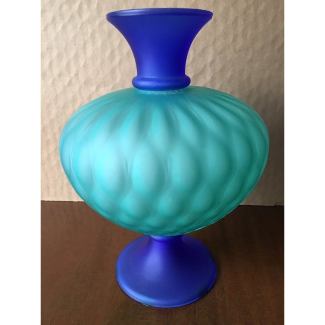 1970s 1970s Modern Italian Hand Made Blue & Green Vase For Sale - Image 5 of 5
