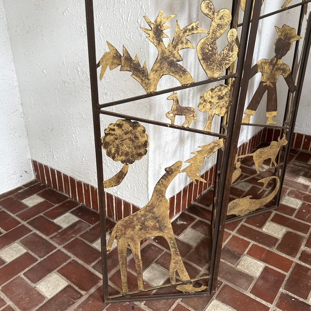 Black A Vintage Metalwork Room Divider With Animals, Figures and Naturalistic Objects For Sale - Image 8 of 12