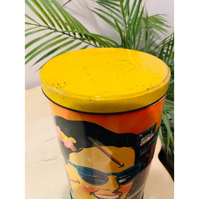 Vintage 1970s Fiorucci Tin Can Display Pop Art Colorful Fashion Hawaiian Design For Sale - Image 9 of 10