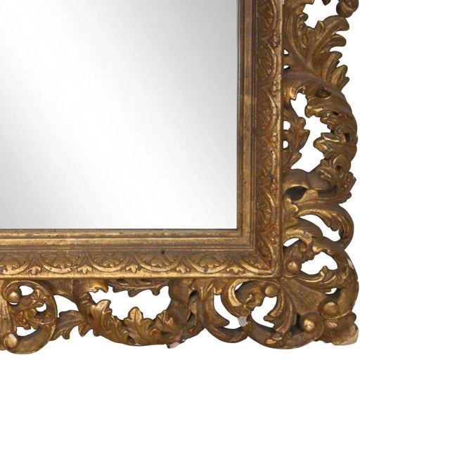 Baroque Neoclassical Baroque Gold Foil Hand Carved Wooden Mirror, 1970 For Sale - Image 3 of 6