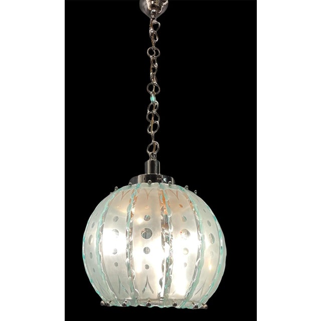 Mid-Century Cut Glass Light Pendant 1960s Height including chain and ceiling canopy 90 cm Height without chain and ceiling...