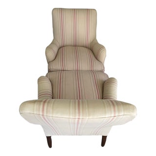 Lee Industries Tight Back Club Chair With Turned Wood Legs - Set of 2 For Sale