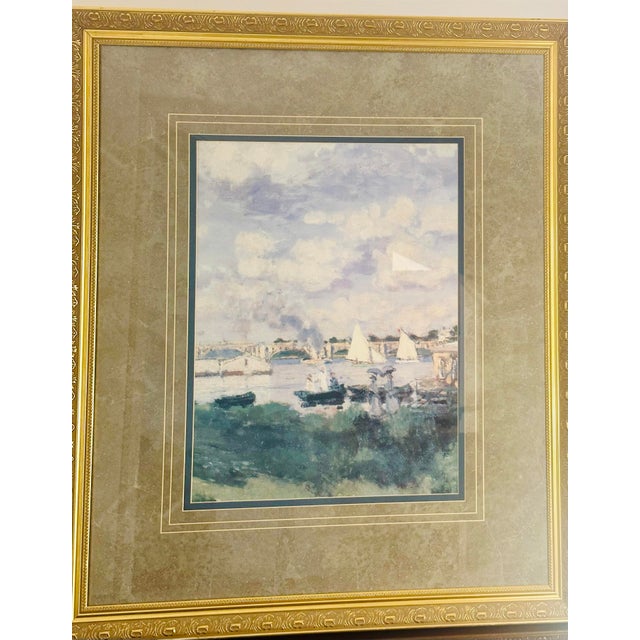 1990s Vintage Uttermost Framed Art: "The Bridge at Argenteuil" by Claude Monet (40"x34") For Sale - Image 5 of 10