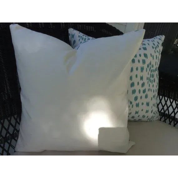 Contemporary Brunschwig & Fils Pillows in Les Touches Aqua and Cream Cotton - a Pair For Sale - Image 3 of 3