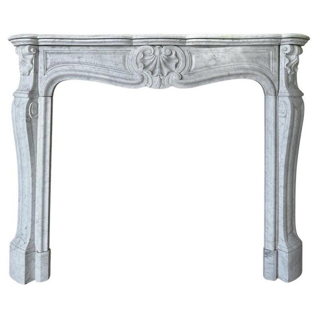 Vintage French Louis XV Marble Fireplace Mantel, 1980 For Sale - Image 6 of 6