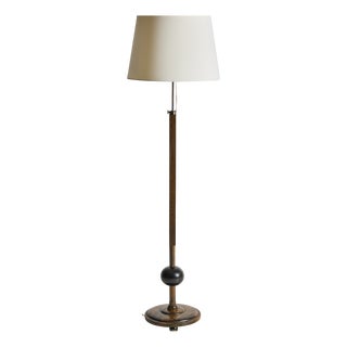 Art Deco Wood Floor Lamp with Adjustable Height, 1930s-1940s For Sale
