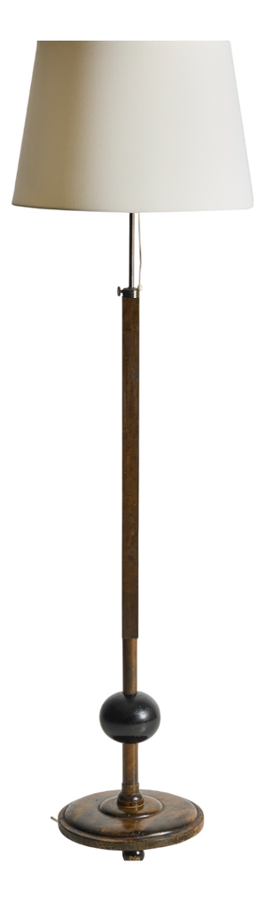 Art Deco Wood Floor Lamp with Adjustable Height, 1930s-1940s