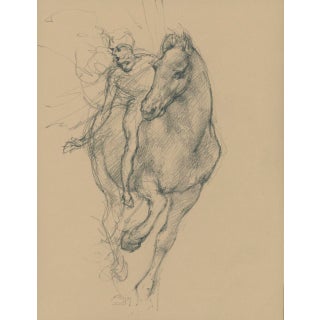 “Study of Horse and Rider, After Leonardo” Contemporary Original Graphite Horse Drawing by David Orrin Smith For Sale