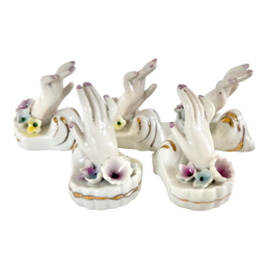 Vintage Porcelain Hand Place Card Holders, Set of 5