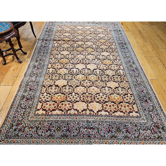 Vintage Turkish Hereke Rug, Hand-Woven Wool, Allover Geometric Design, 7' x 10' For Sale - Image 9 of 18